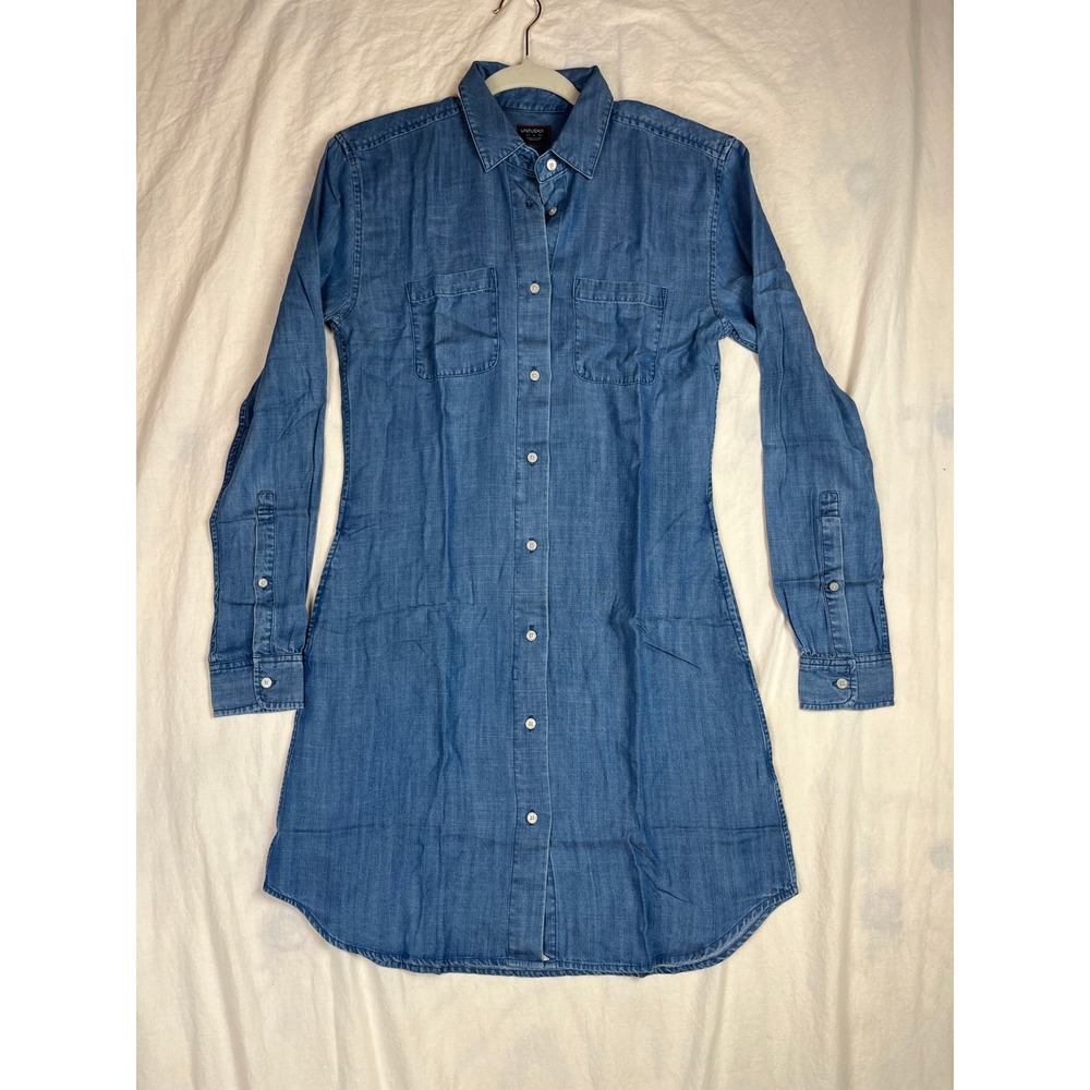 UNTUCKit Maraska Denim Blue‎ Tencel Button Down Shirt Dress Womens Size 0
